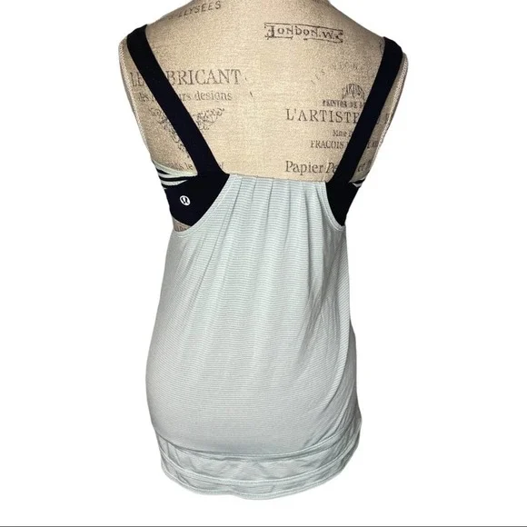 Lululemon Run: Back On Track Tank Mint Moment/Classic Stripe Mint Moment Size 4 - Picture 6 of 9